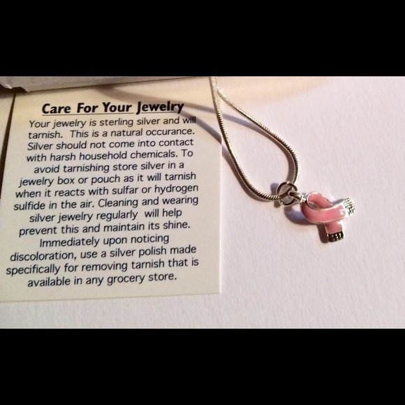 Support Breast Cancer Research- 17 inch chain tiny Breast Cancer 1/2" charm - Picture 5 of 8